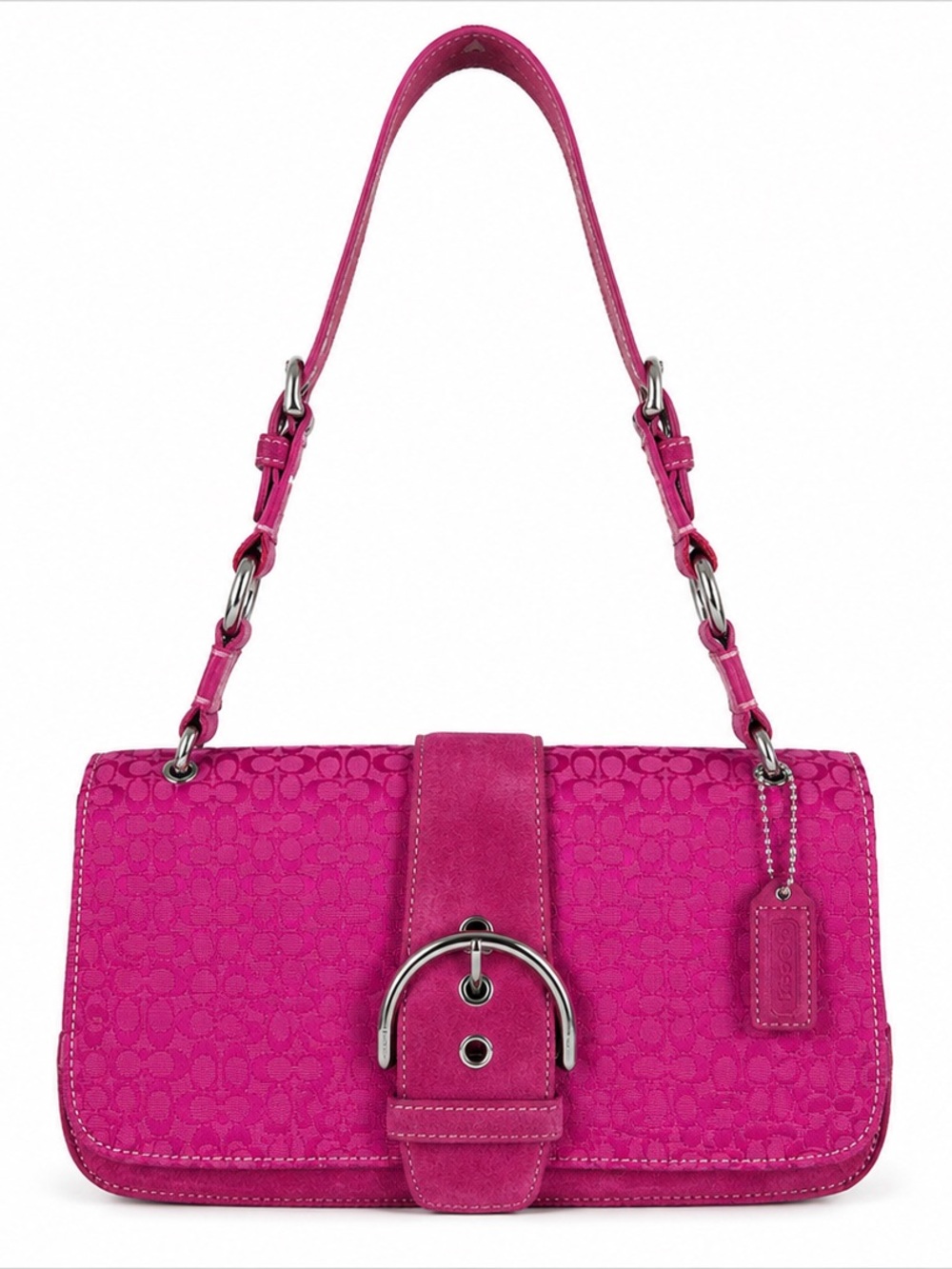 COACH Rare Vintage Soho Hobo Shoulder Bag Rose Leather And Suede Y2K